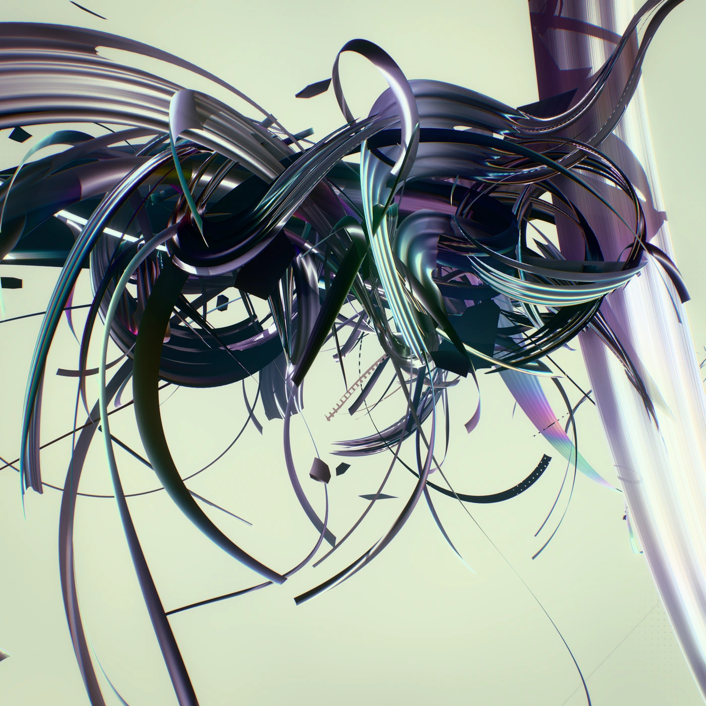 Abstract digital render, dense procedural colour and noise.