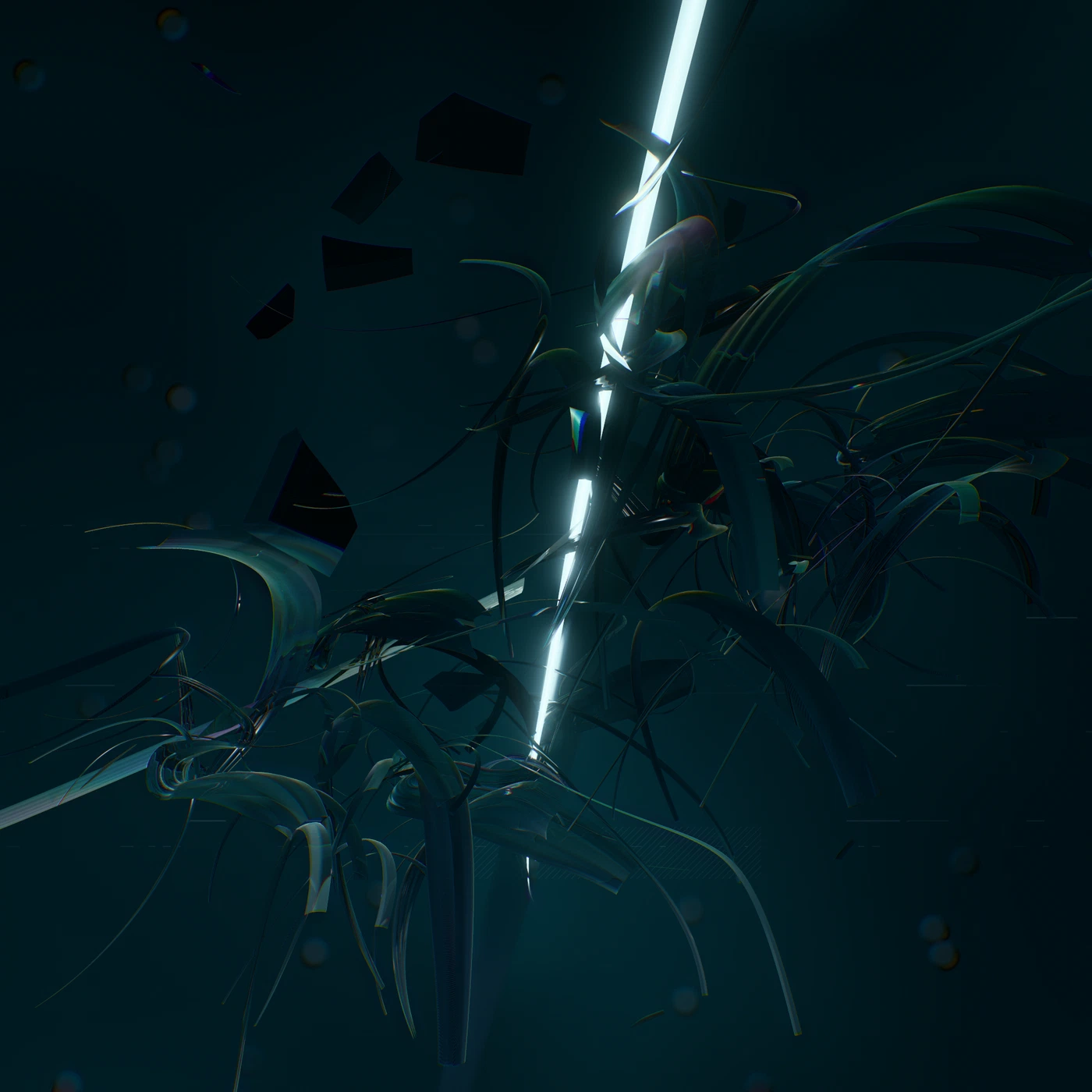 Abstract digital render, dense procedural colour and noise.